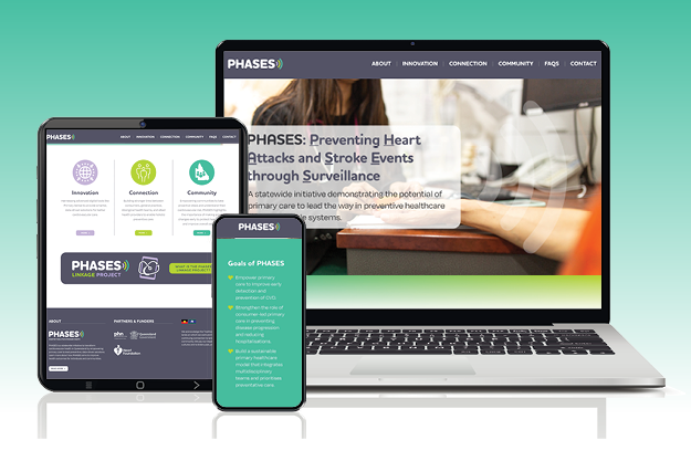 Laptop and mobile devices displaying the PHASES website